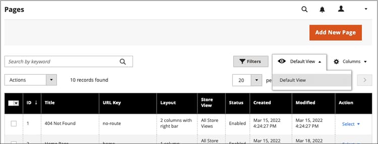 The saved view appears in the view controls with an edit icon