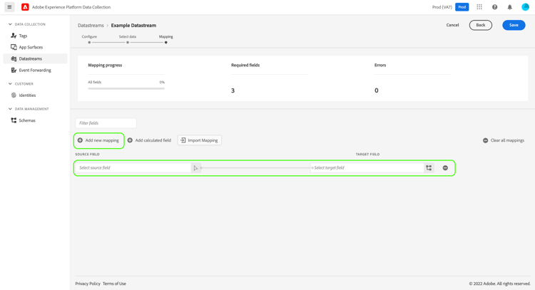 Adding a new mapping.
