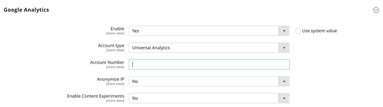 Sales configuration - Google API - Google Analytics