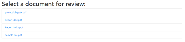 Screenshot der Auswahl einer Datei für den Review