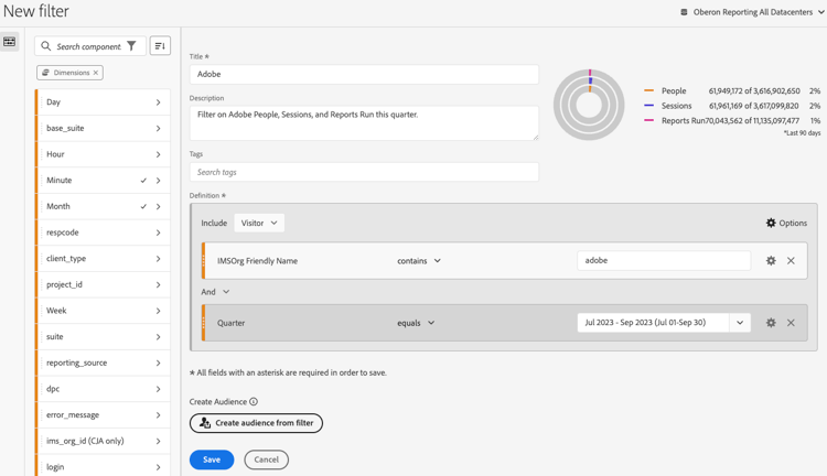 Filtergenerator mit neuen Filteroptionen, die in diesem Abschnitt beschrieben werden.