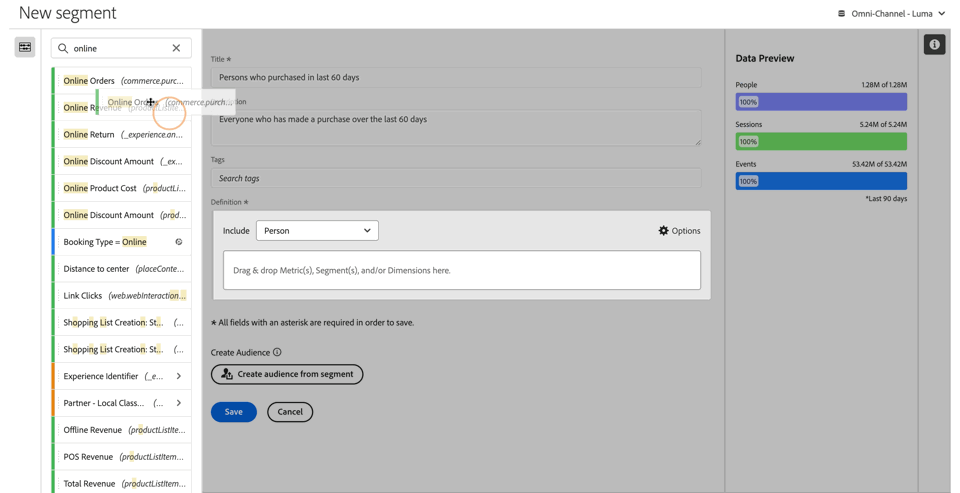 Segment mit rollierendem Datumsbereich
