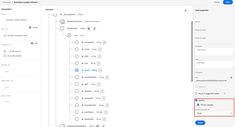 Spezifizieren von E-Mail als Identität