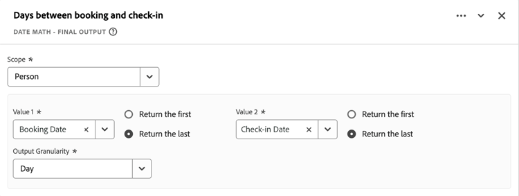 Screenshot der Regel für Datumsmathematik