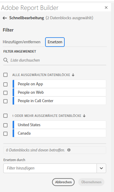 Wählen Sie die Registerkarte Ersetzen aus.