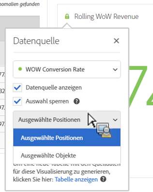 Das Dialogfeld für die Option Dadta Sourcemit den im nächsten Abschnitt beschriebenen Optionen.