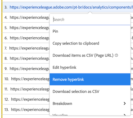 Entfernen von Hyperlinks aus einem einzelnen Dimensionselement