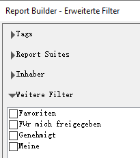 Screenshot mit den in der folgenden Tabelle beschriebenen Optionen für erweiterte Filter.