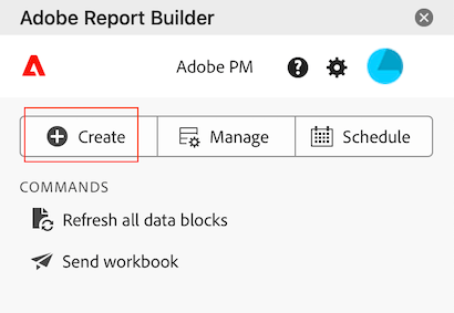 Screenshot showing the Create data block option.