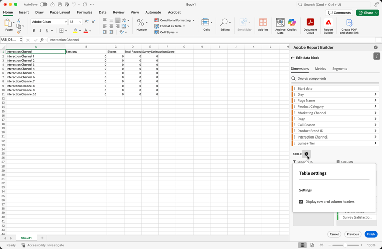 Screenshot mit der Option „Tabelleneinstellungen“