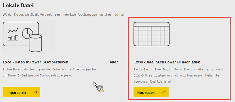 Klicken Sie auf „Hochladen“, um Ihre Excel-Datei hochzuladen.