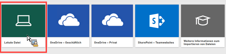 Klicken Sie auf das Symbol „Lokale Datei“.