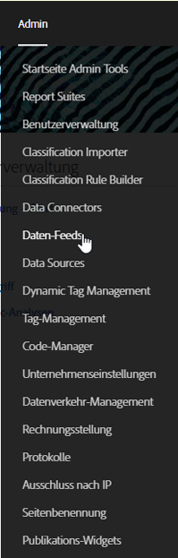 Daten-Feed-Menü