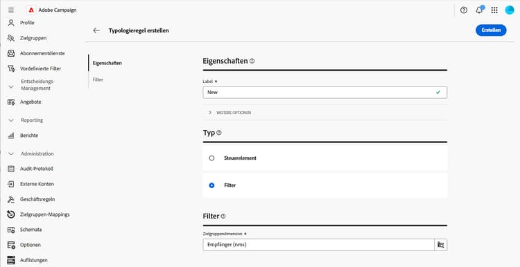 Erstellen einer Filterregel