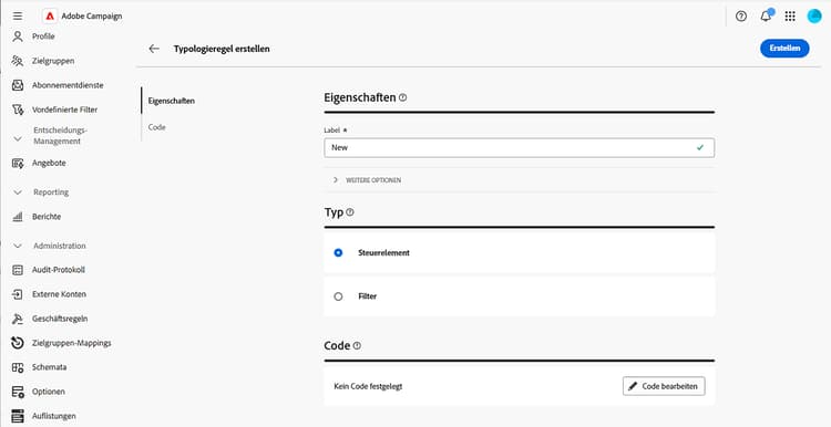 Erstellen einer Kontrollregel