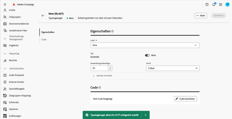 Erstellen einer zusätzlichen Filterregel