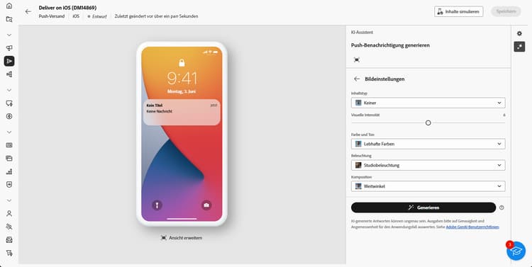 Screenshot mit Optionen für Bildeinstellungen