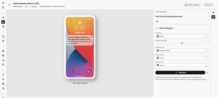 Screenshot mit Optionen für Bildeinstellungen