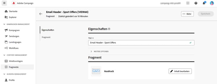 Schaltfläche „Inhalt bearbeiten“ für Fragmente