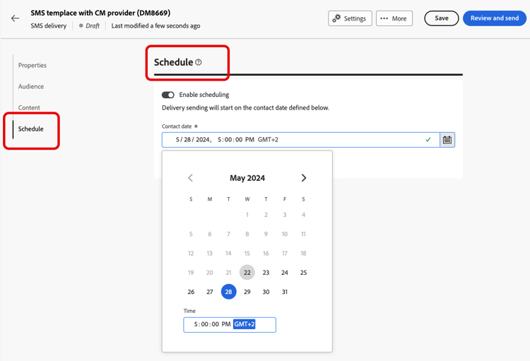 Planen des SMS-Versands