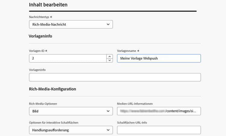 Screenshot mit den Konfigurationsoptionen für Attribute für den API-Kanal.
