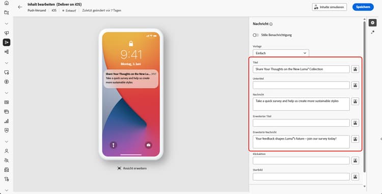 Bildschirm für die Nachrichtenkomposition