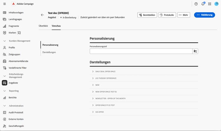 Screenshot der Angebotsvorschau.