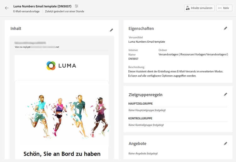 Bearbeitung einer Vorlage