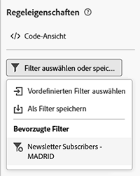 Abschnitt „Bevorzugte Filter“