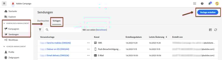 Schaltfläche „Vorlage erstellen“