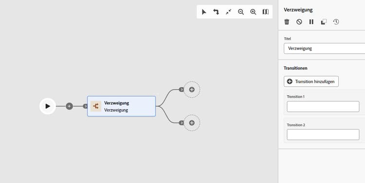 Screenshot zur Konfiguration der Workflow-Aktivität „Verzweigung“