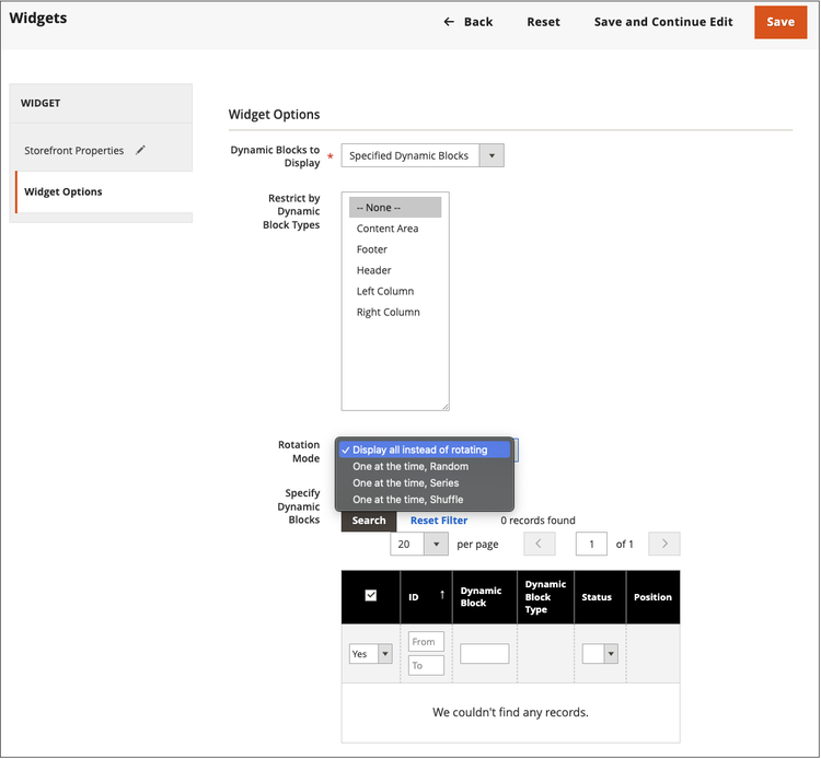 Rotations-Widget-Optionen