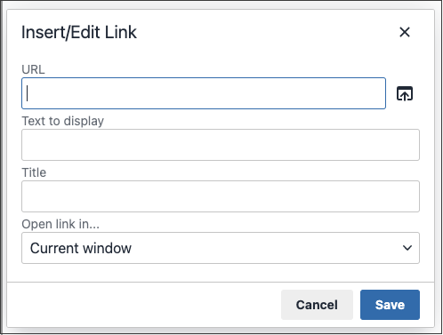 Editor - Dialogfeld "Link einfügen"