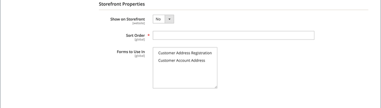 Attribute der Kundenadresse - Storefront-Eigenschaften