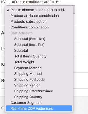 Real-Time CDP-Zielgruppenbedingung auswählen