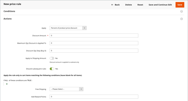 Warenkorb-Preisregel - Aktionen