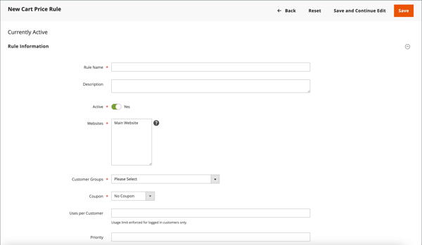 Warenkorb-Preisregel - Regelinformationen