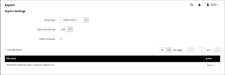 Einstellungen für den Datenexport