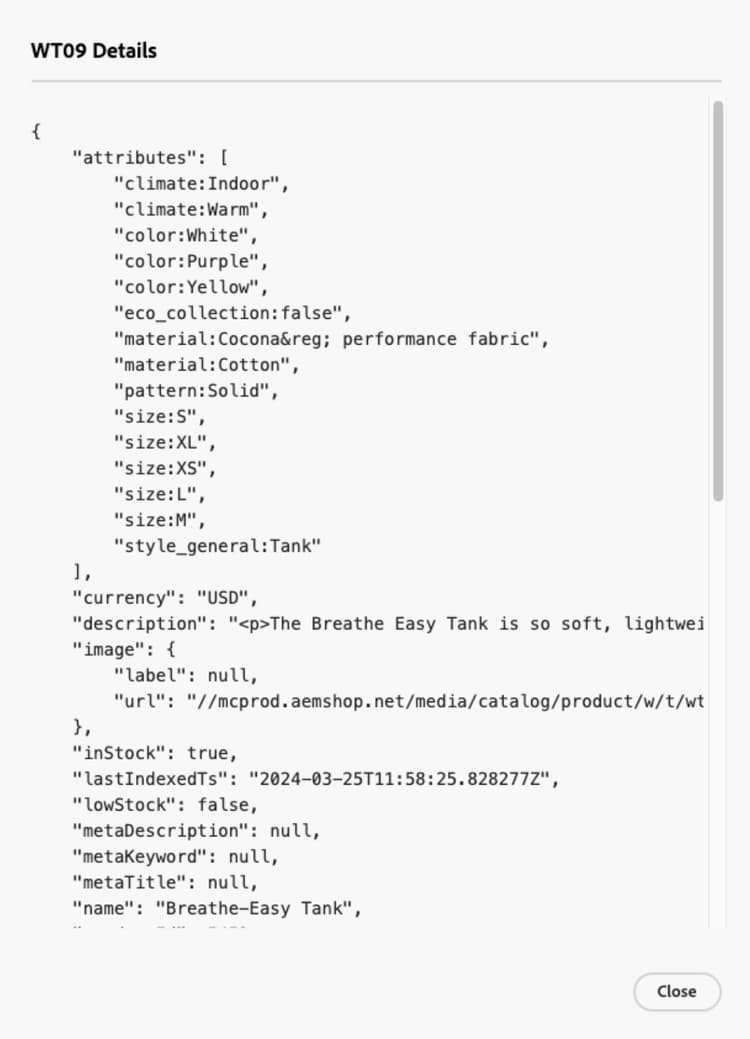 Synchronisierte Produktdetails