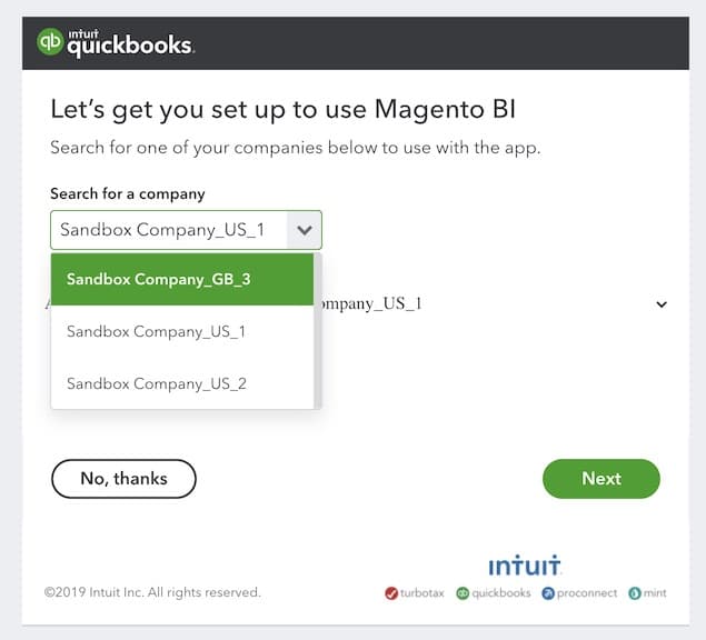 Seite zur App Store-Integration von QuickBooks