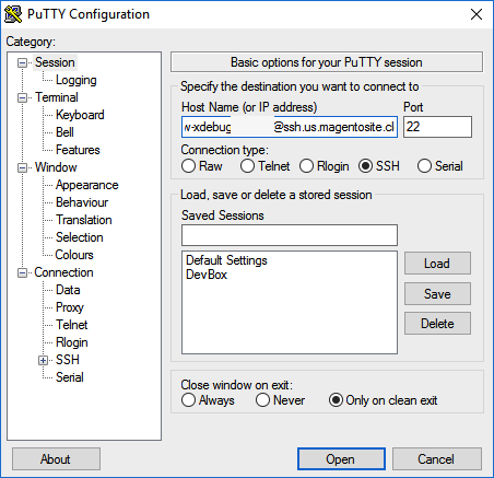 Einrichten von Putty