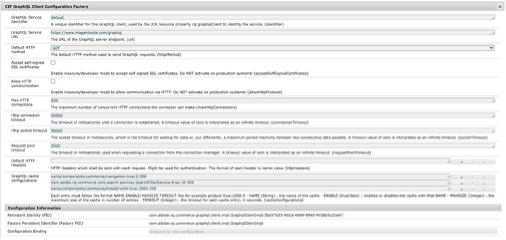 Screenshot der Commerce integration framework-Konfigurationseinstellungen