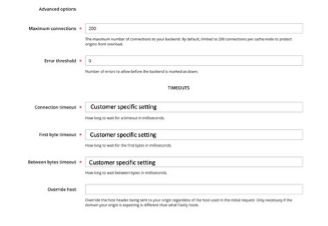 Screenshot der Commerce Admin-Konfigurationseinstellungen für Fastly