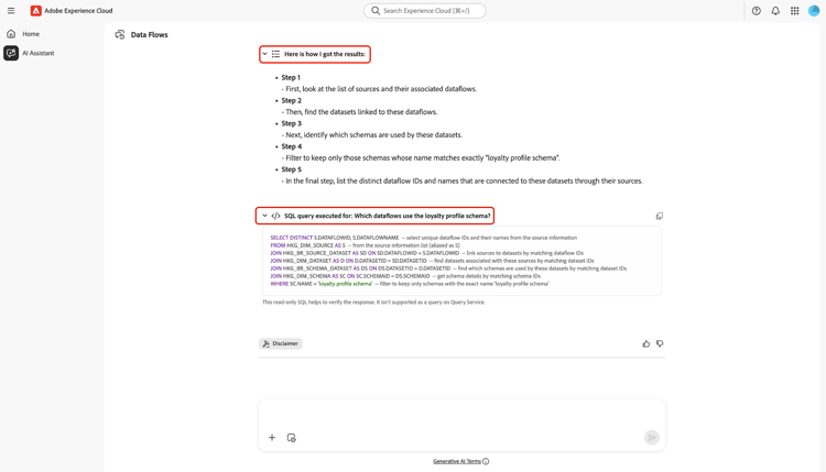 Die SQL-Verifizierungs-Tools im KI-Assistenten.