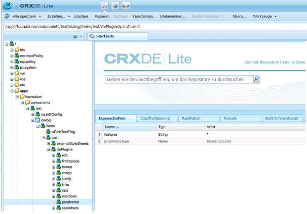 Beispiel für ein rtePlugin in CRXDE Lite