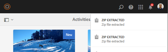 Benachrichtigung über ZIP-Extraktion