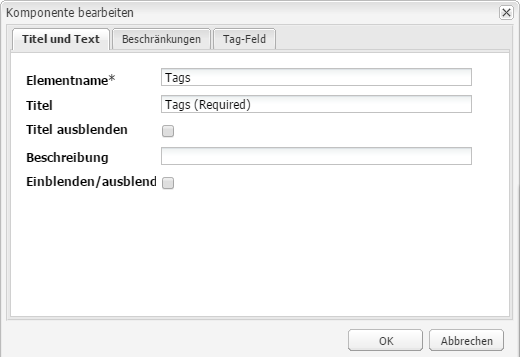 Hinzufügen weiterer Informationen im Feld „Titel“ (das Wort „required“) für Benutzer der Sprachausgabe.