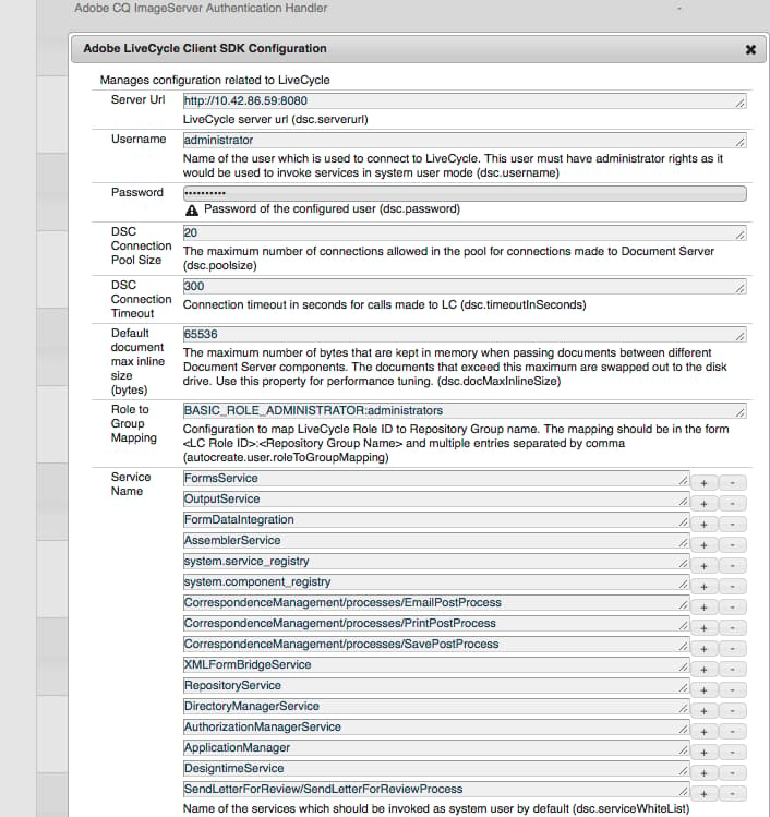 Adobe LiveCycle Client SDK-Konfiguration