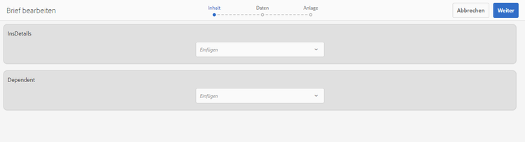 Fügen Sie Datenmodule und Layout-Fragmente ein