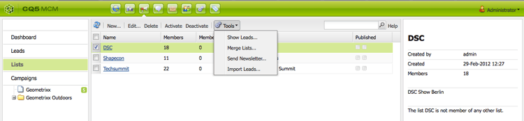 Newsletter-Konsole